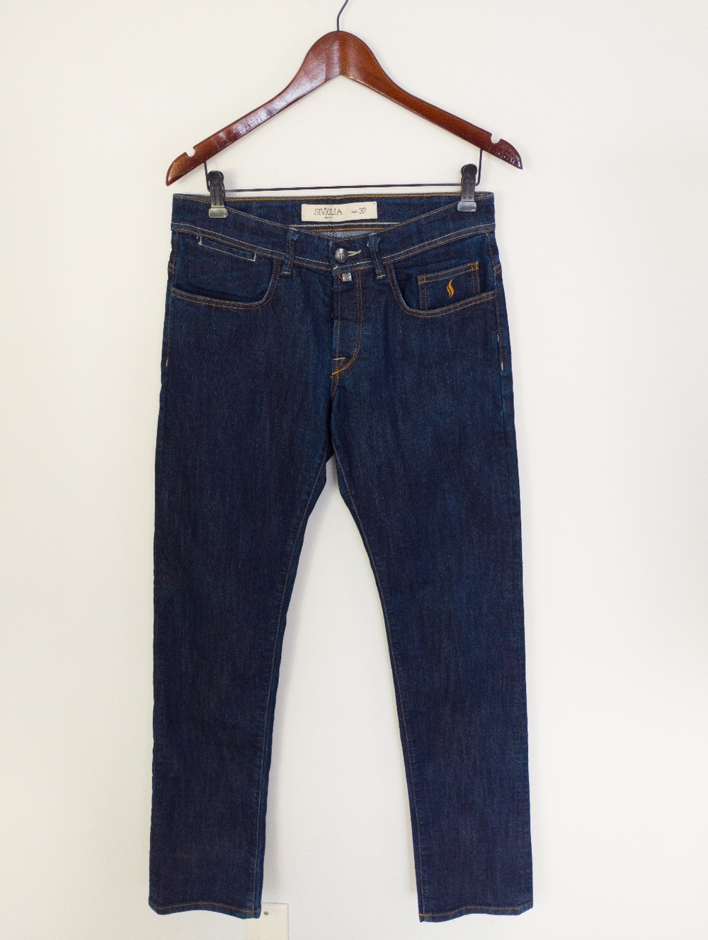 SIVIGLIA Denim Core P021 Men's Straight Jeans Size 32 Dark Wash Made in Italy